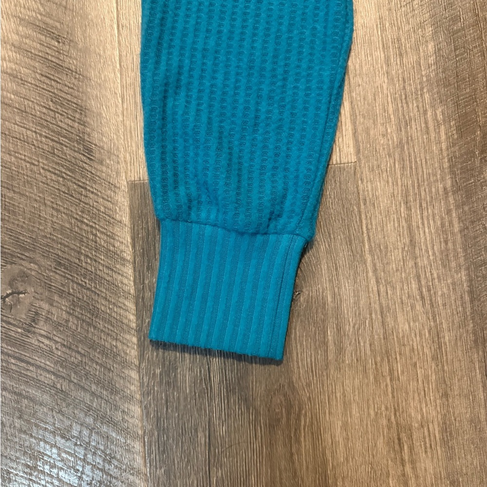 Teal Ribbed Sleep Bottoms - Picture 4 of 5